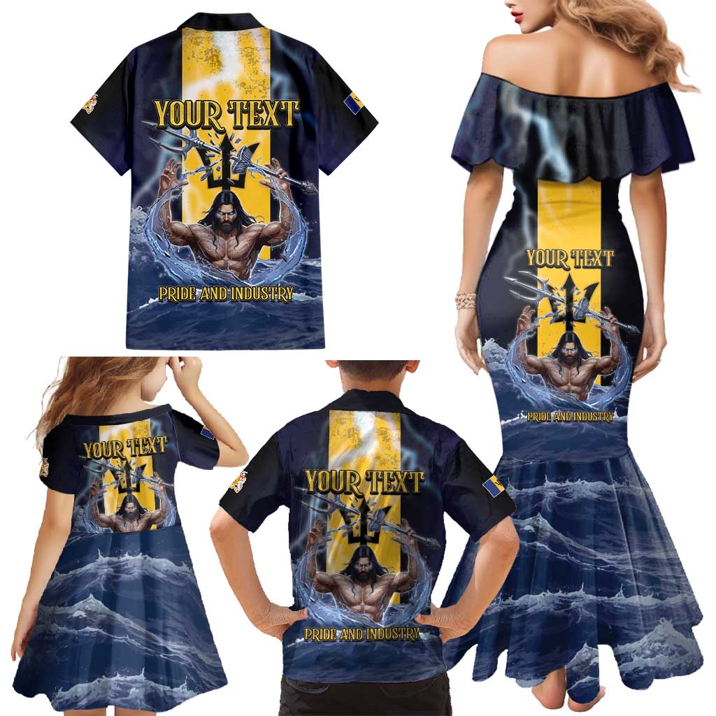 Personalized Barbados Family Matching Mermaid Dress and Hawaiian Shirt Pride And Industry - Wonder Print Shop