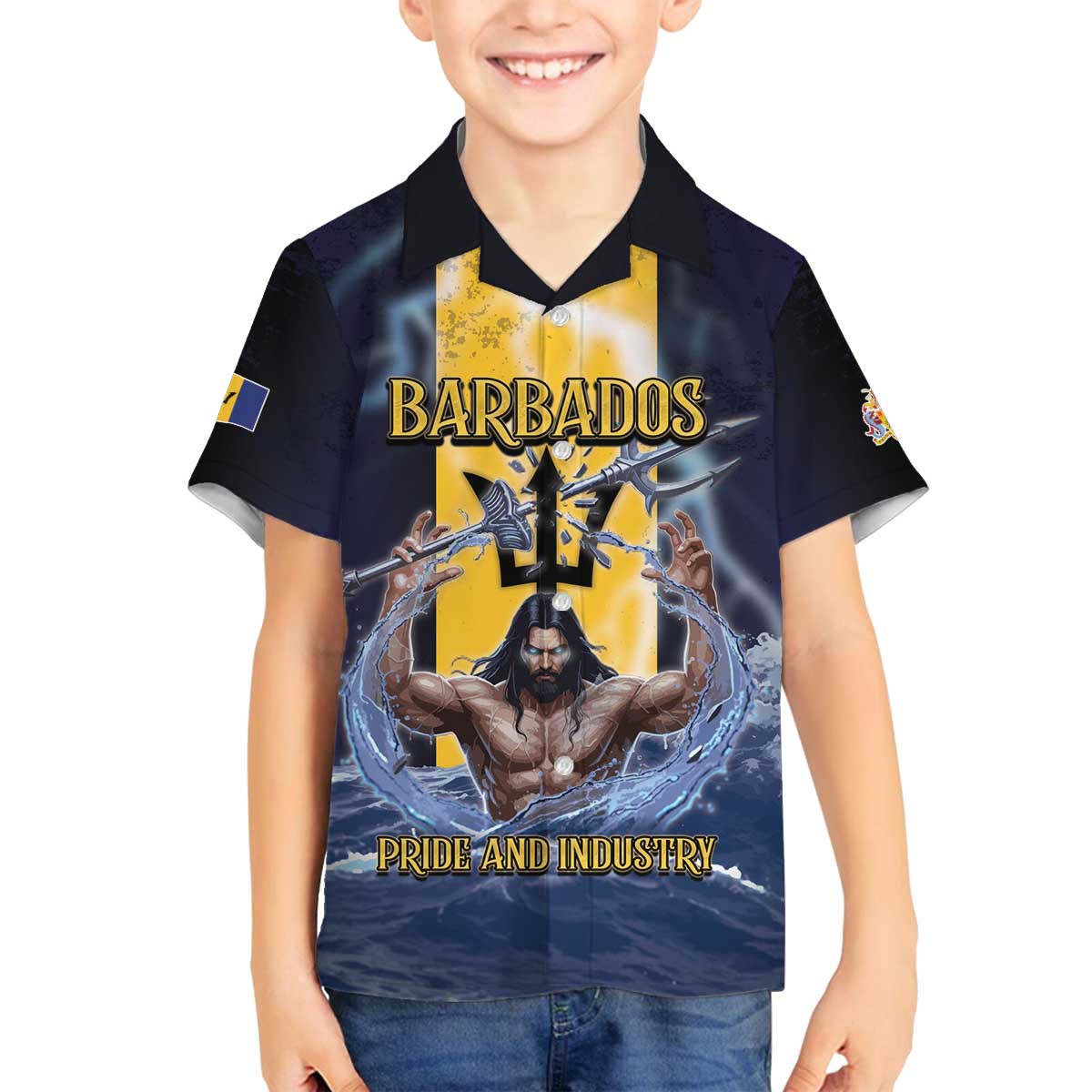 Personalized Barbados Family Matching Off The Shoulder Long Sleeve Dress and Hawaiian Shirt Pride And Industry - Wonder Print Shop