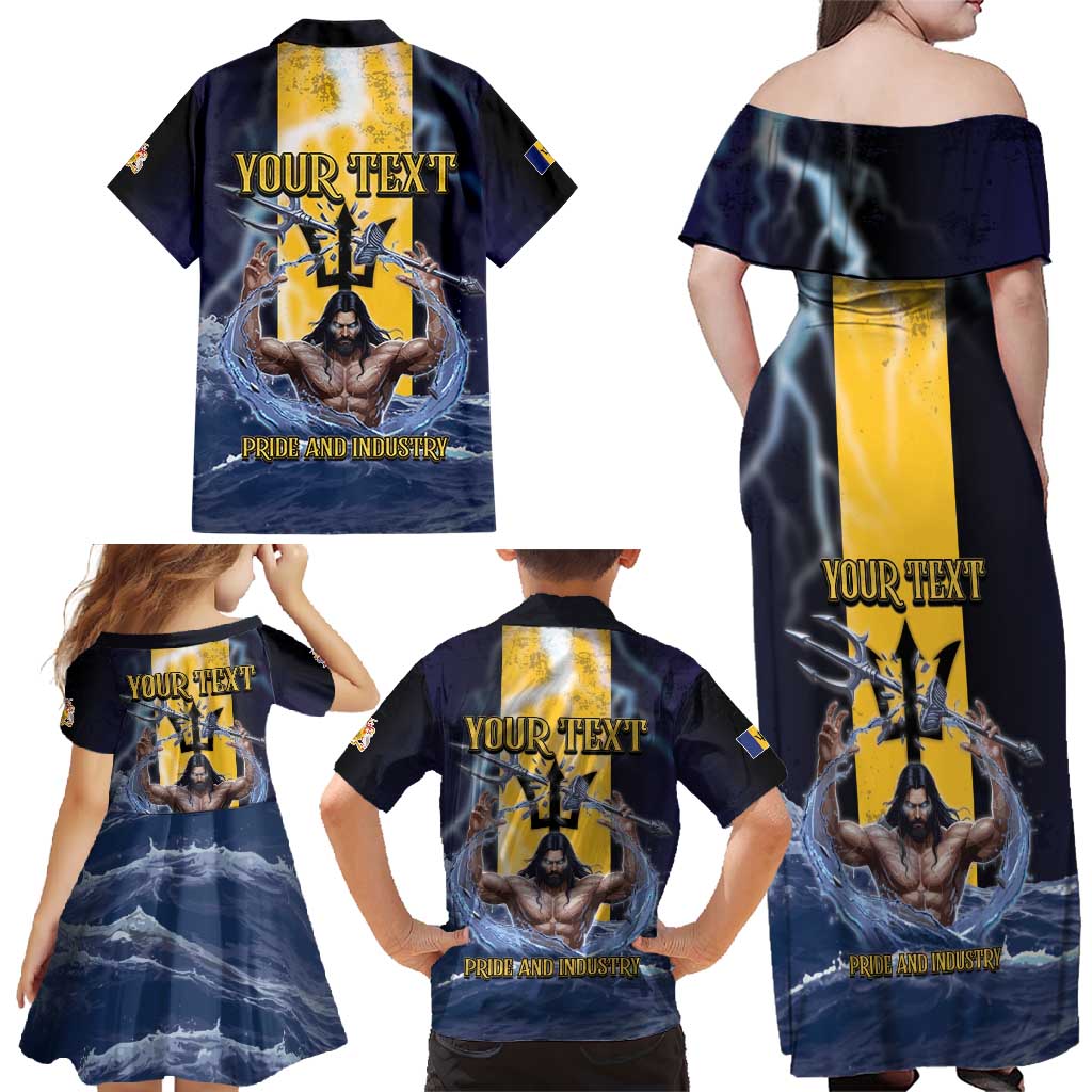 Personalized Barbados Family Matching Off Shoulder Maxi Dress and Hawaiian Shirt Pride And Industry - Wonder Print Shop
