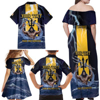 Personalized Barbados Family Matching Off Shoulder Maxi Dress and Hawaiian Shirt Pride And Industry - Wonder Print Shop