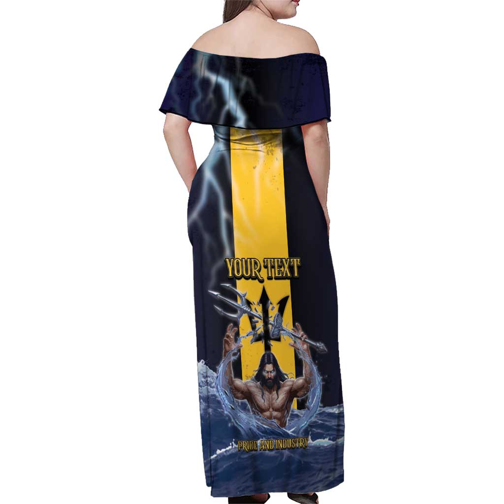 Personalized Barbados Family Matching Off Shoulder Maxi Dress and Hawaiian Shirt Pride And Industry - Wonder Print Shop