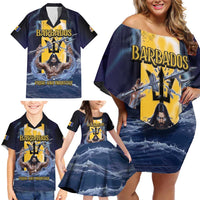 Personalized Barbados Family Matching Off Shoulder Short Dress and Hawaiian Shirt Pride And Industry - Wonder Print Shop