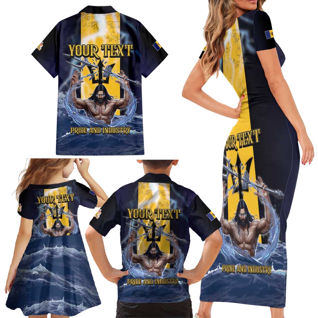 Personalized Barbados Family Matching Short Sleeve Bodycon Dress and Hawaiian Shirt Pride And Industry - Wonder Print Shop