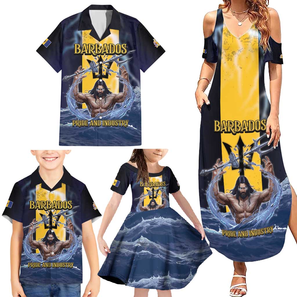 Personalized Barbados Family Matching Summer Maxi Dress and Hawaiian Shirt Pride And Industry - Wonder Print Shop