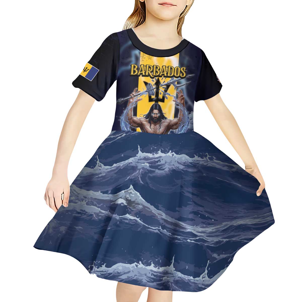 Personalized Barbados Kid Short Sleeve Dress Pride And Industry - Wonder Print Shop