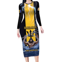 Personalized Barbados Long Sleeve Bodycon Dress Pride And Industry - Wonder Print Shop