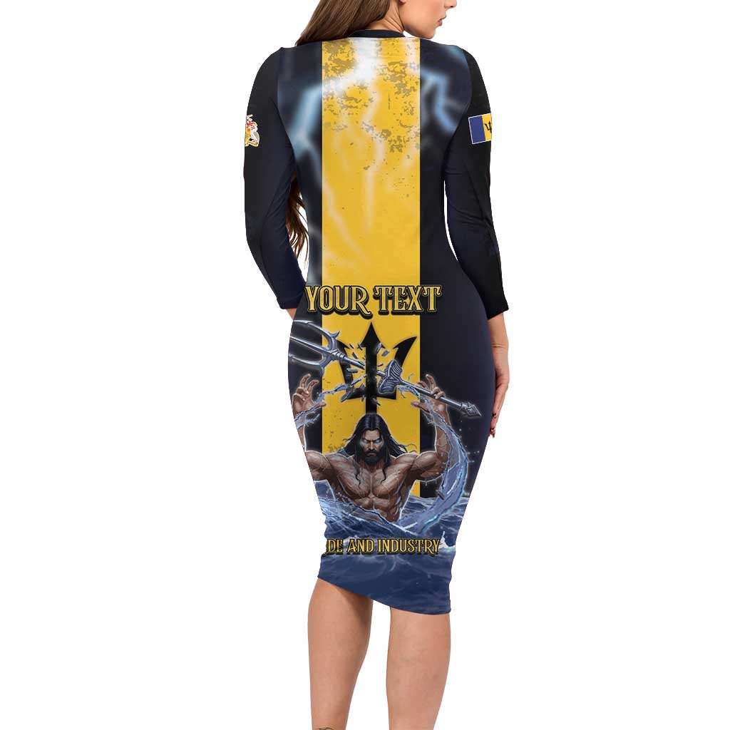 Personalized Barbados Long Sleeve Bodycon Dress Pride And Industry - Wonder Print Shop