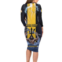 Personalized Barbados Long Sleeve Bodycon Dress Pride And Industry - Wonder Print Shop