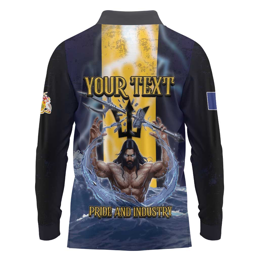 Personalized Barbados Long Sleeve Polo Shirt Pride And Industry - Wonder Print Shop