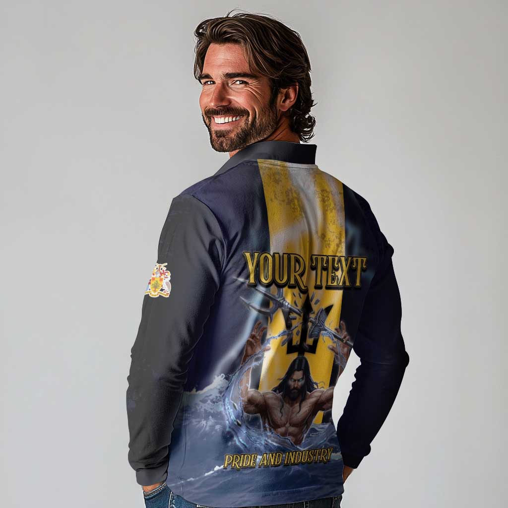 Personalized Barbados Long Sleeve Polo Shirt Pride And Industry - Wonder Print Shop