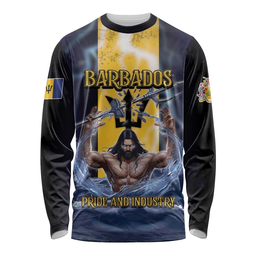 Personalized Barbados Long Sleeve Shirt Pride And Industry - Wonder Print Shop