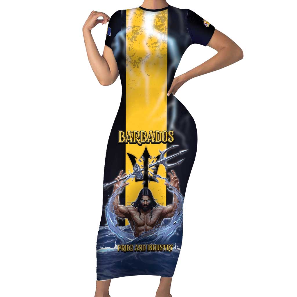 Personalized Barbados Short Sleeve Bodycon Dress Pride And Industry - Wonder Print Shop