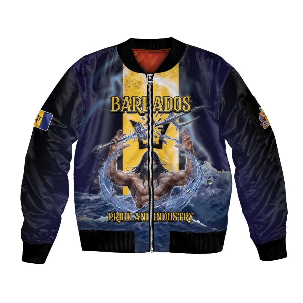 Personalized Barbados Sleeve Zip Bomber Jacket Pride And Industry - Wonder Print Shop