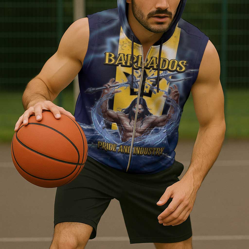 Personalized Barbados Sleeveless Zip Hoodie Pride And Industry - Wonder Print Shop