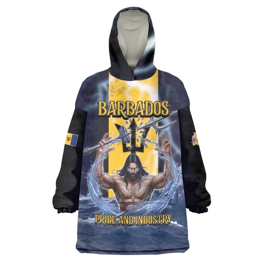Personalized Barbados Wearable Blanket Hoodie Pride And Industry - Wonder Print Shop