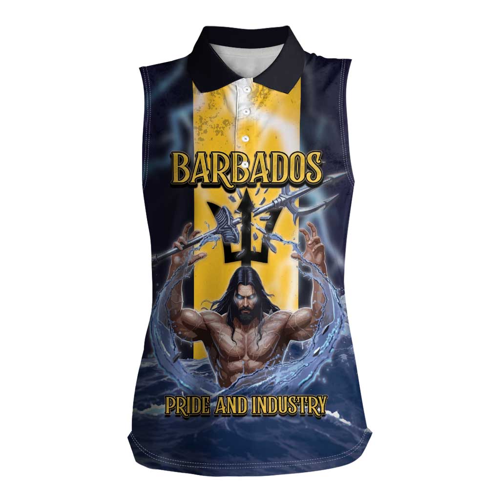 Personalized Barbados Women Sleeveless Polo Shirt Pride And Industry - Wonder Print Shop
