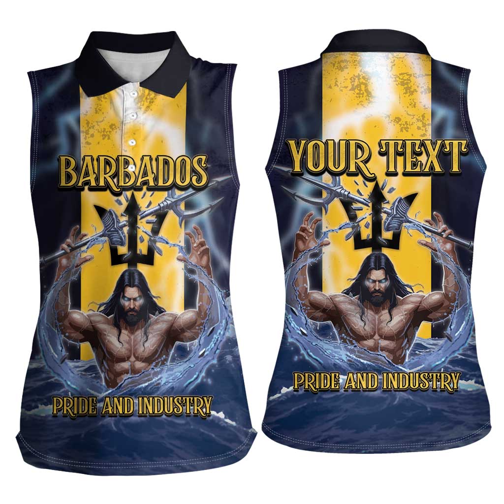 Personalized Barbados Women Sleeveless Polo Shirt Pride And Industry - Wonder Print Shop