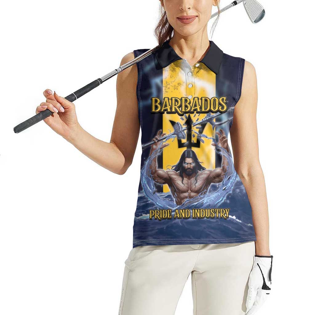 Personalized Barbados Women Sleeveless Polo Shirt Pride And Industry - Wonder Print Shop