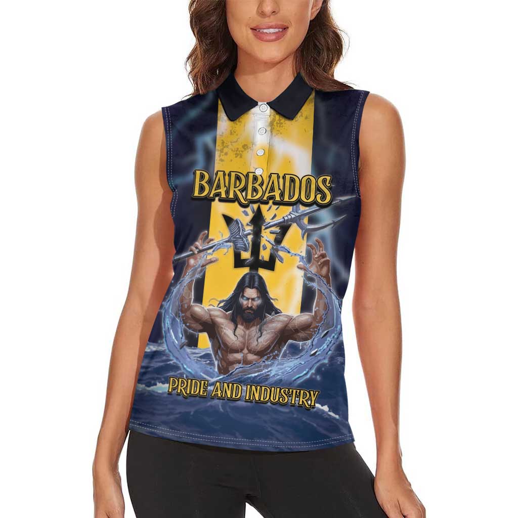 Personalized Barbados Women Sleeveless Polo Shirt Pride And Industry - Wonder Print Shop