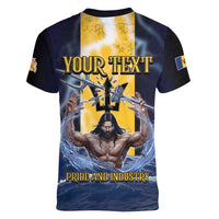 Personalized Barbados Women V-Neck T-Shirt Pride And Industry - Wonder Print Shop