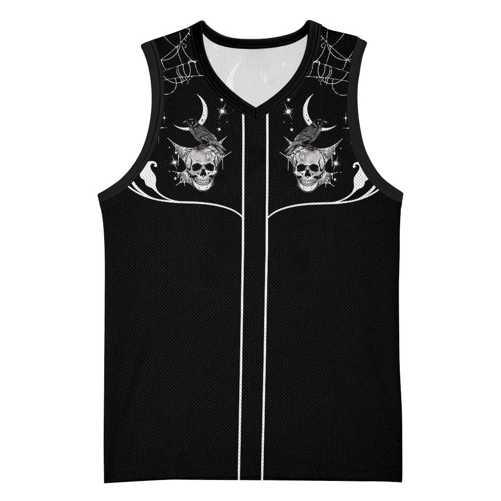 Skull Cowboy Basketball Jersey Western Yoke Style - Wonder Print Shop