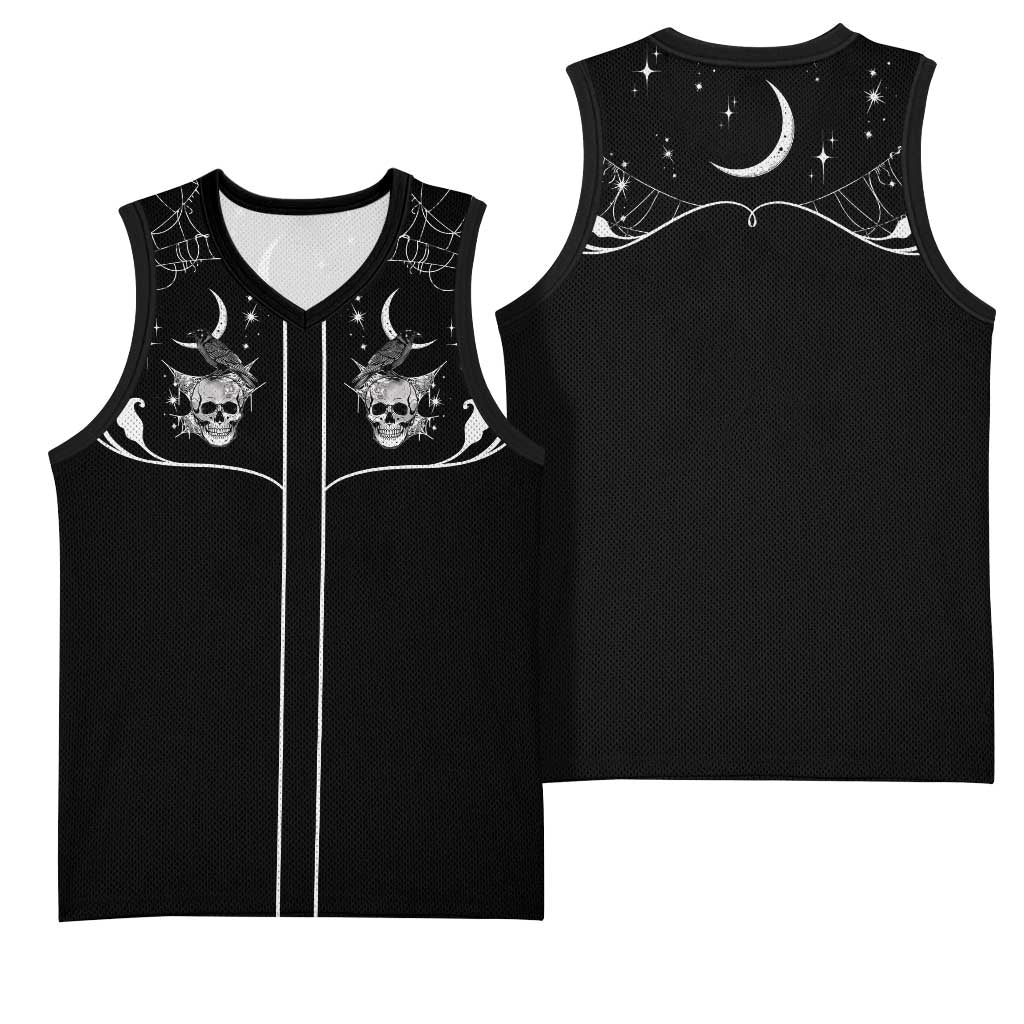 Skull Cowboy Basketball Jersey Western Yoke Style - Wonder Print Shop