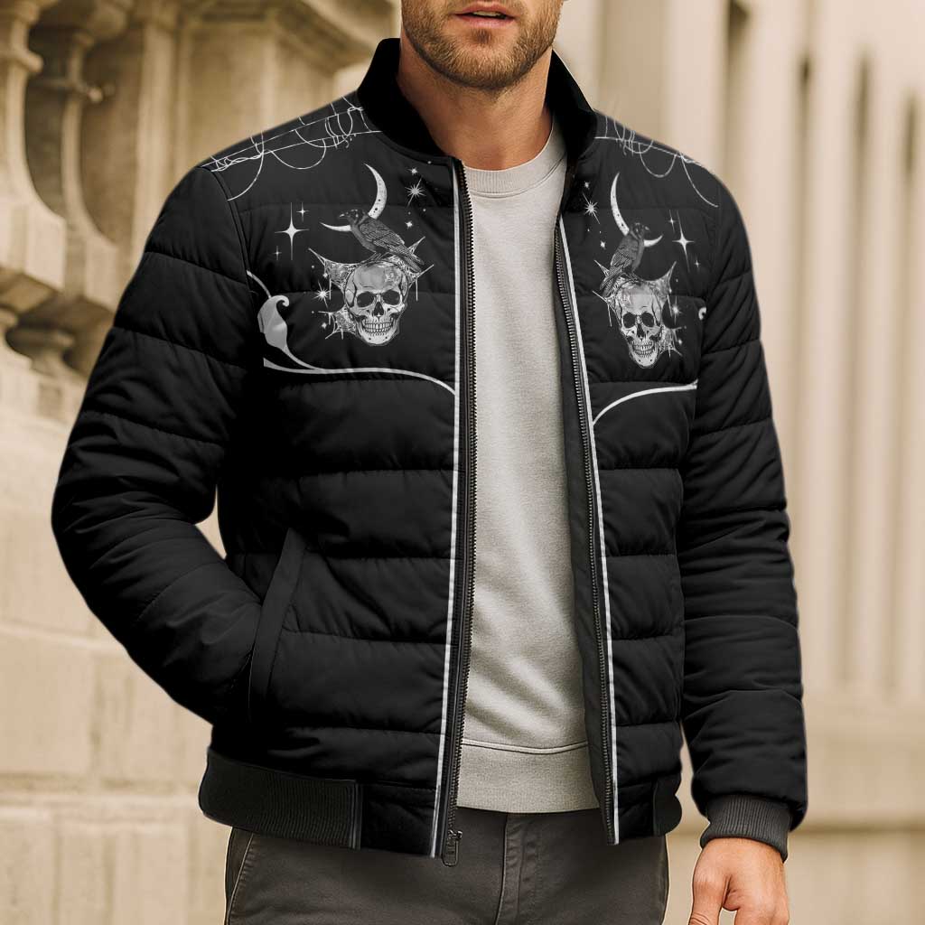 Skull Cowboy Bomber Puffer Jacket Western Yoke Style - Wonder Print Shop
