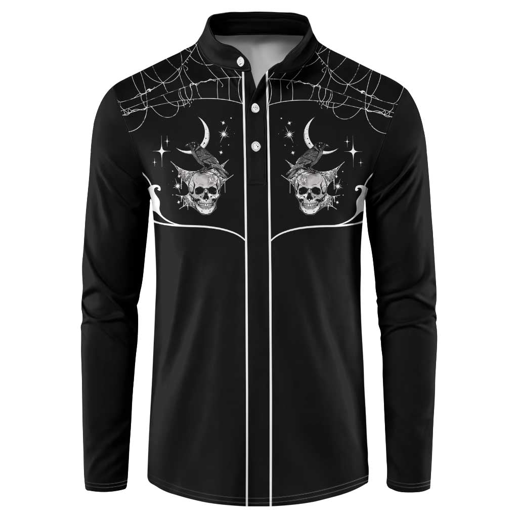 Skull Cowboy Button Sweatshirt Western Yoke Style - Wonder Print Shop