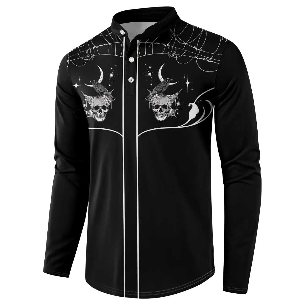 Skull Cowboy Button Sweatshirt Western Yoke Style - Wonder Print Shop