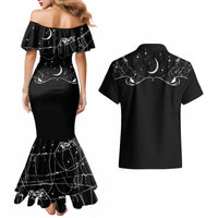 Skull Cowboy Couples Matching Mermaid Dress and Hawaiian Shirt Western Yoke Style - Wonder Print Shop