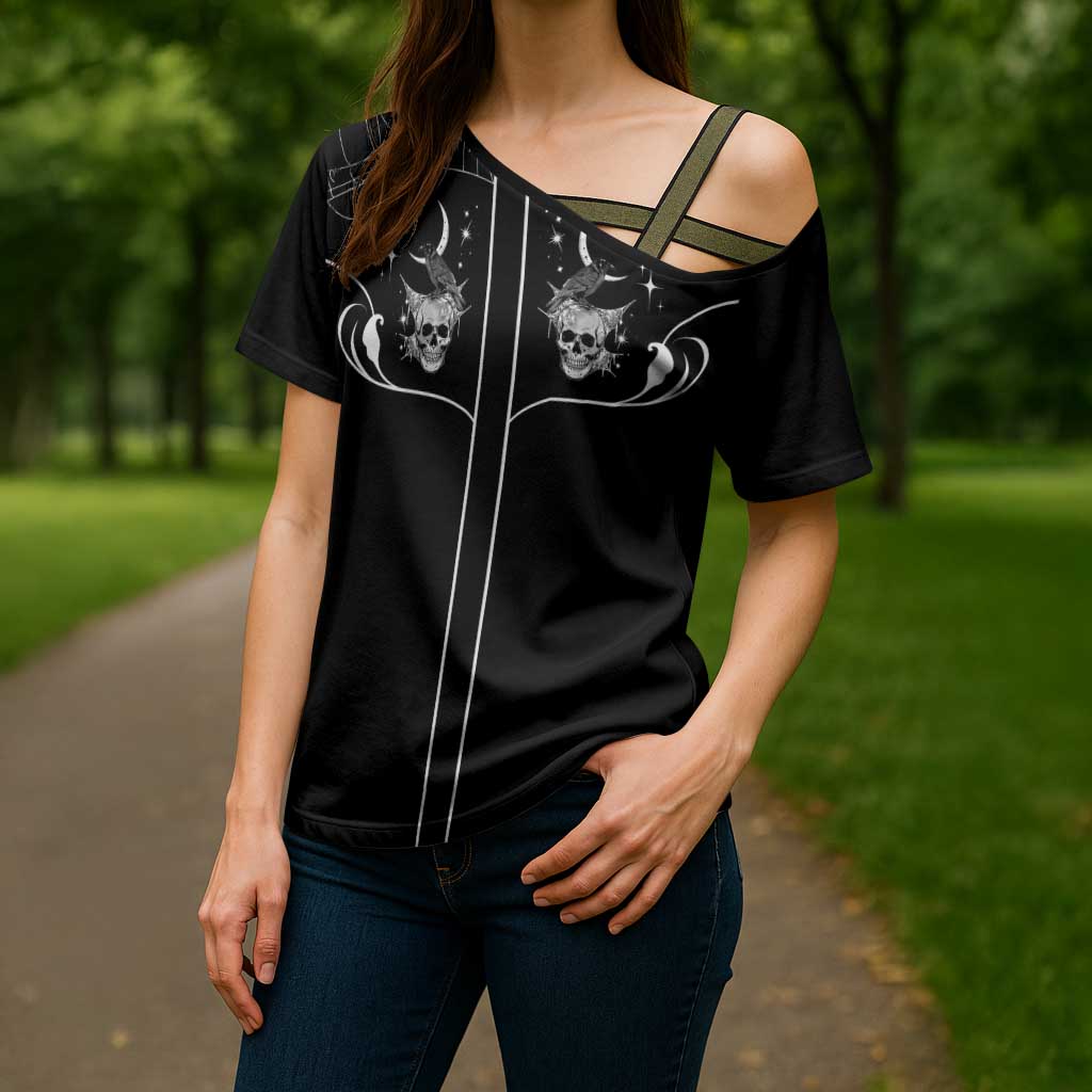 Skull Cowboy Cross Shoulder Shirt Western Yoke Style - Wonder Print Shop