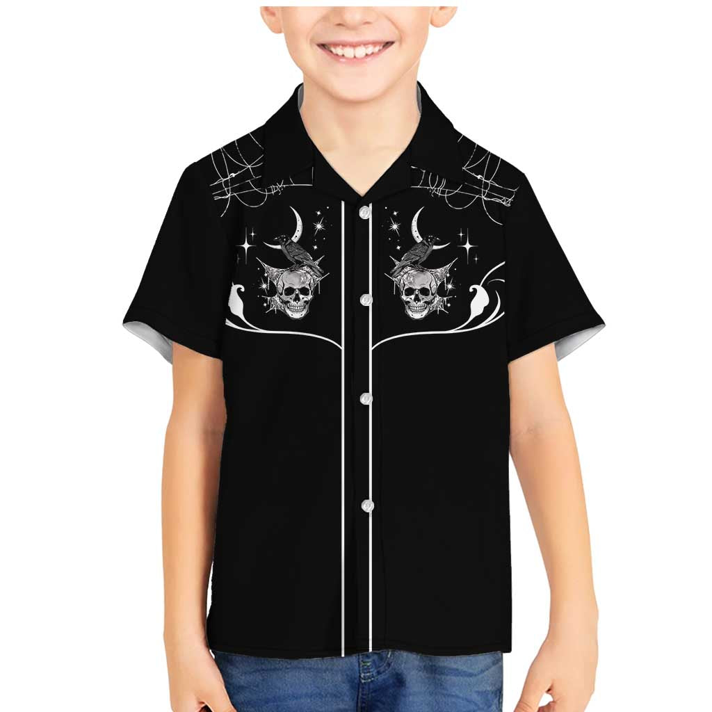 Skull Cowboy Family Matching Mermaid Dress and Hawaiian Shirt Western Yoke Style - Wonder Print Shop