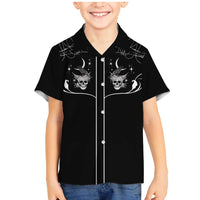 Skull Cowboy Family Matching Mermaid Dress and Hawaiian Shirt Western Yoke Style - Wonder Print Shop