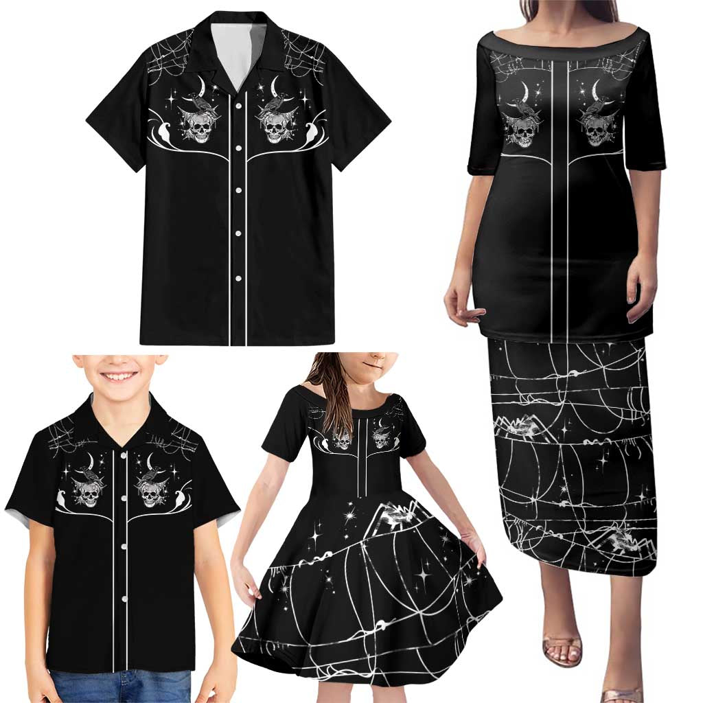 Skull Cowboy Family Matching Puletasi and Hawaiian Shirt Western Yoke Style - Wonder Print Shop