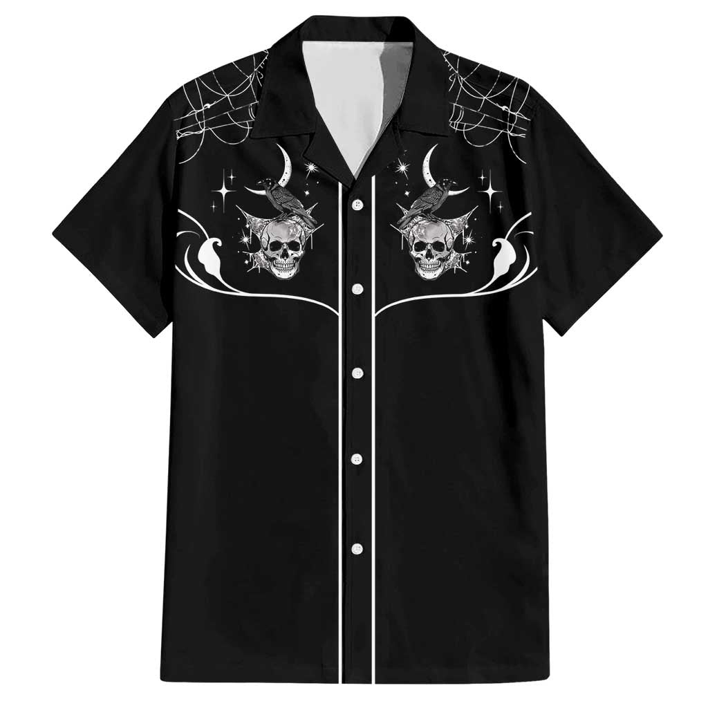 Skull Cowboy Family Matching Short Sleeve Bodycon Dress and Hawaiian Shirt Western Yoke Style - Wonder Print Shop