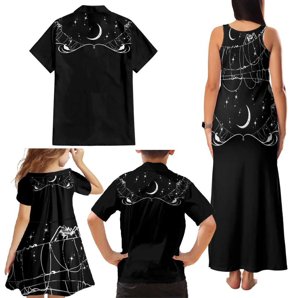 Skull Cowboy Family Matching Tank Maxi Dress and Hawaiian Shirt Western Yoke Style - Wonder Print Shop