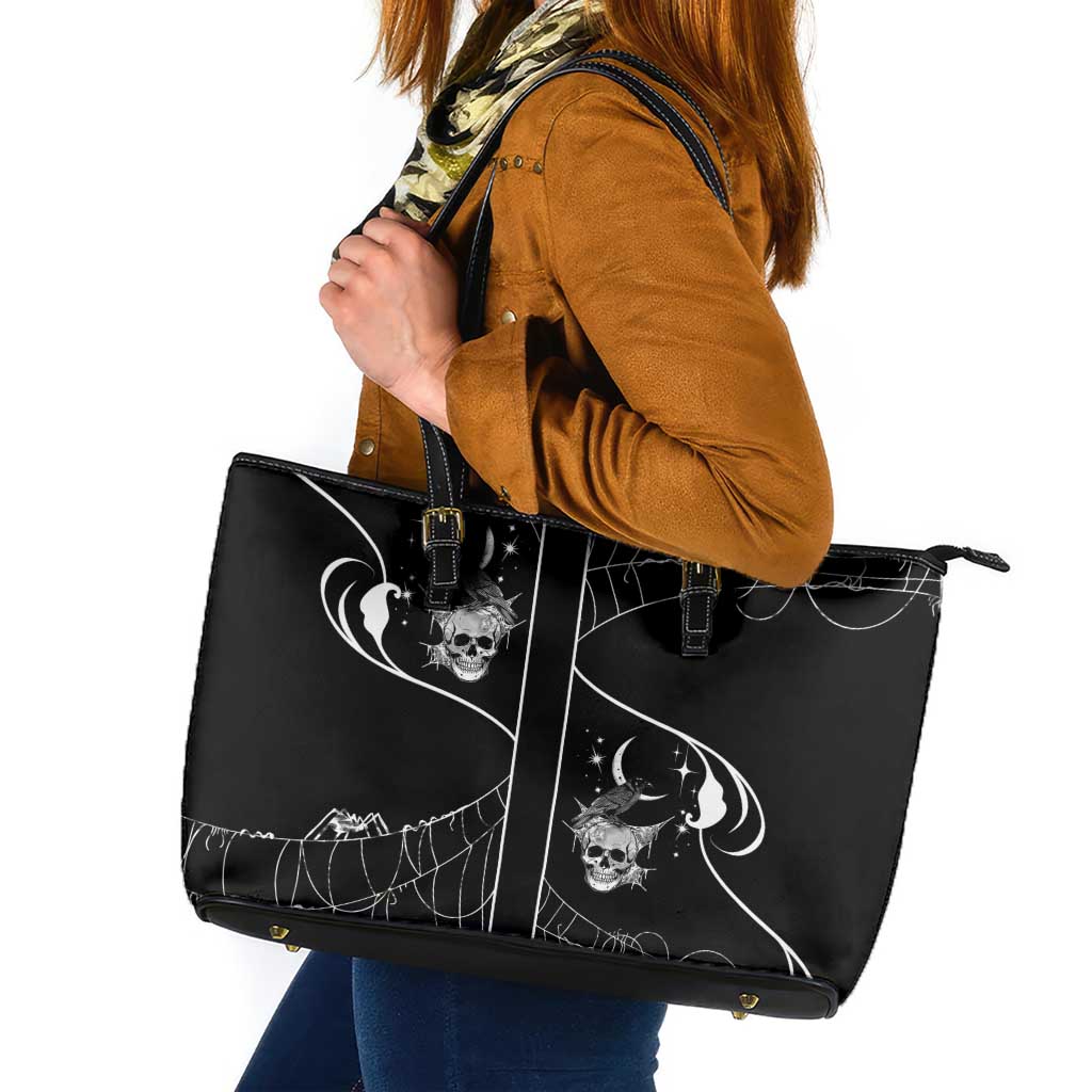 Skull Cowboy Leather Tote Bag Western Yoke Style - Wonder Print Shop
