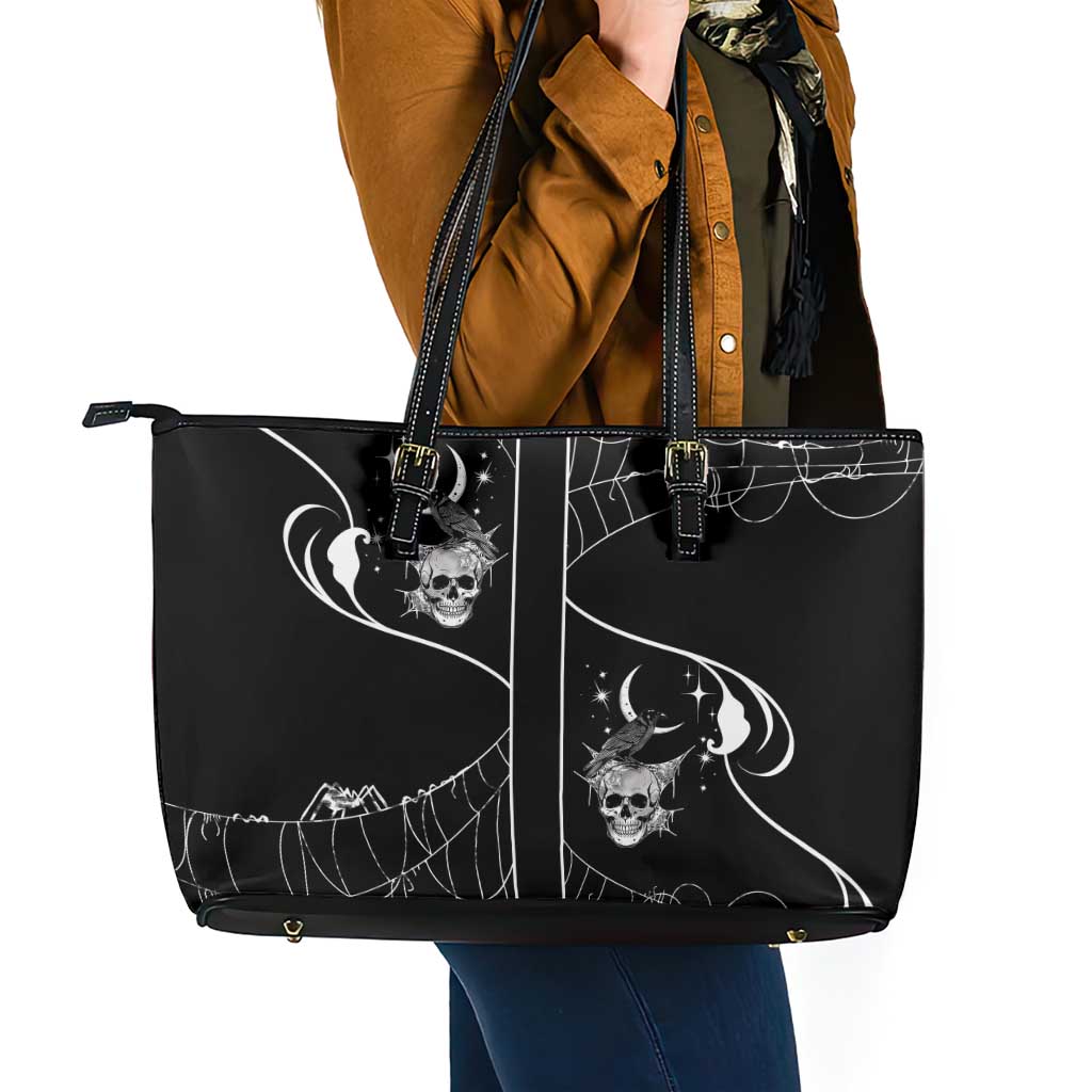 Skull Cowboy Leather Tote Bag Western Yoke Style - Wonder Print Shop