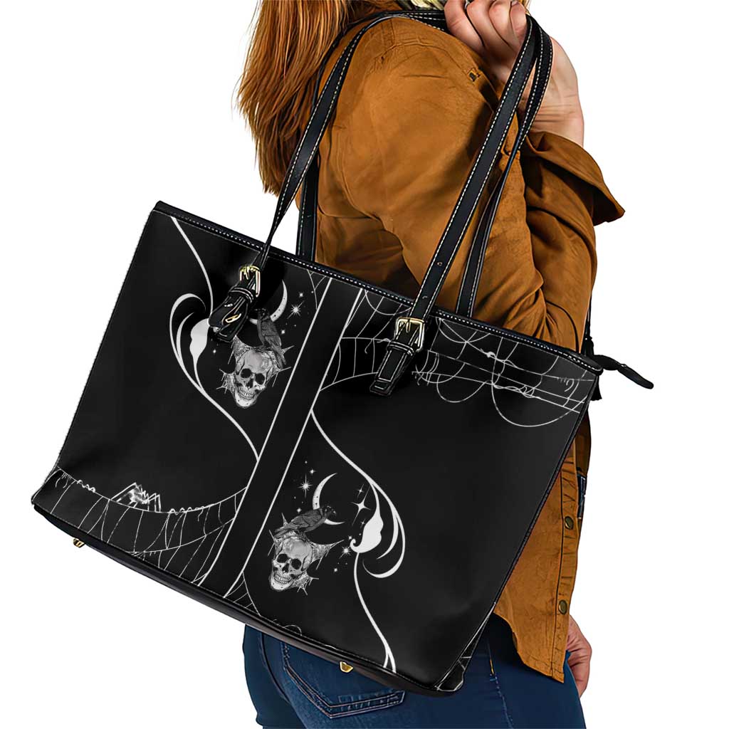 Skull Cowboy Leather Tote Bag Western Yoke Style - Wonder Print Shop