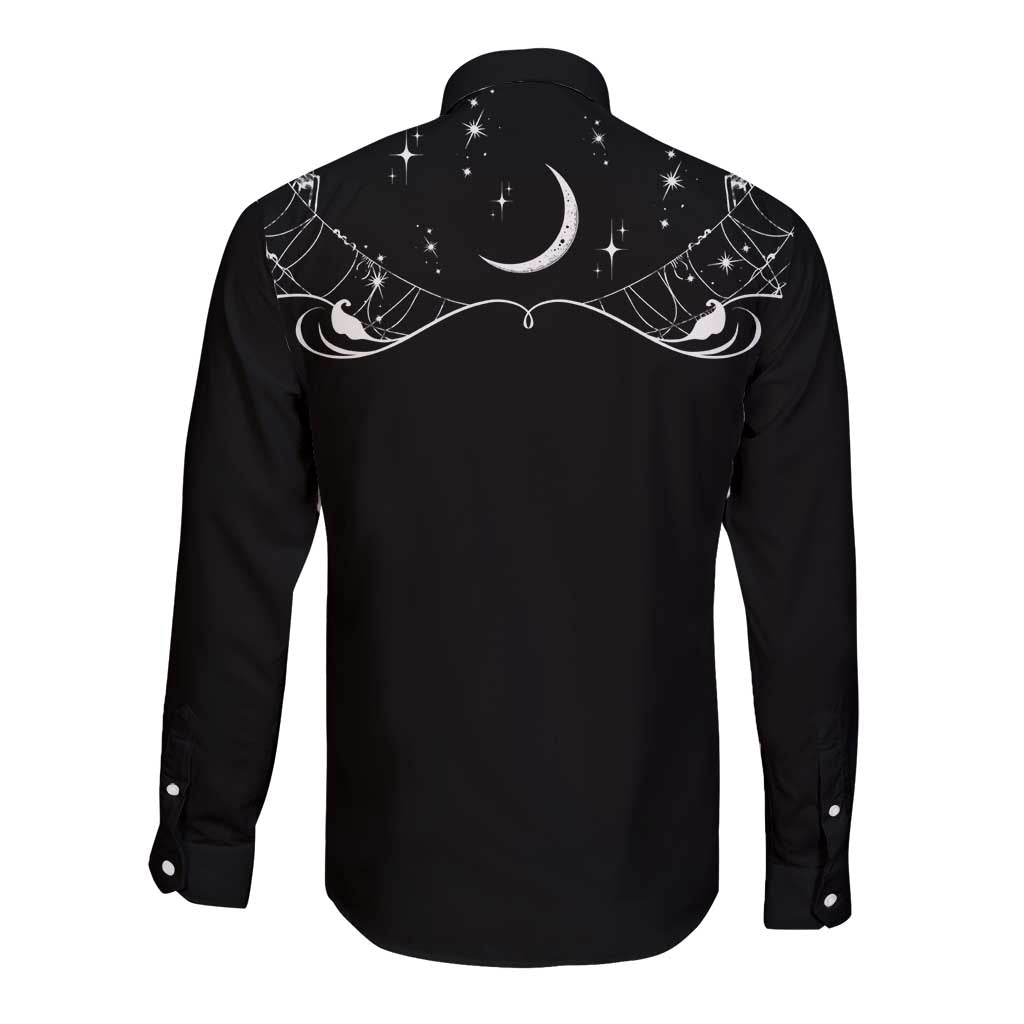 Skull Cowboy Long Sleeve Button Shirt Western Yoke Style - Wonder Print Shop