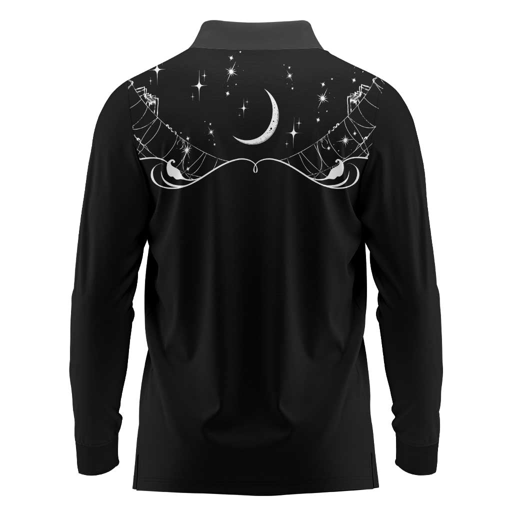 Skull Cowboy Long Sleeve Polo Shirt Western Yoke Style - Wonder Print Shop