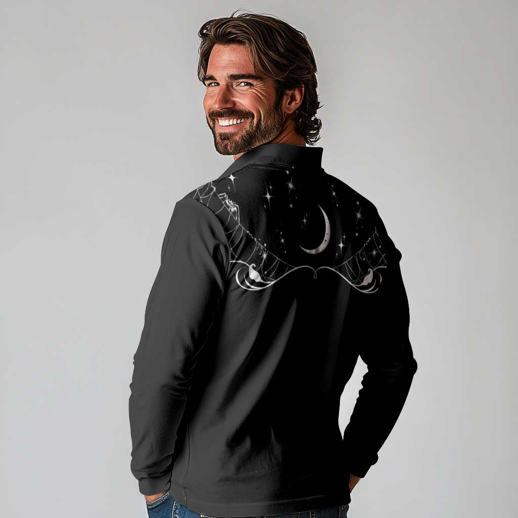 Skull Cowboy Long Sleeve Polo Shirt Western Yoke Style - Wonder Print Shop