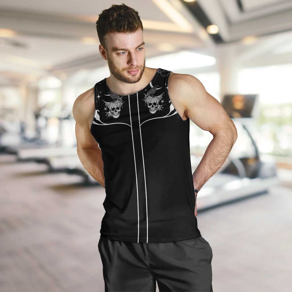 Skull Cowboy Men Tank Top Western Yoke Style - Wonder Print Shop