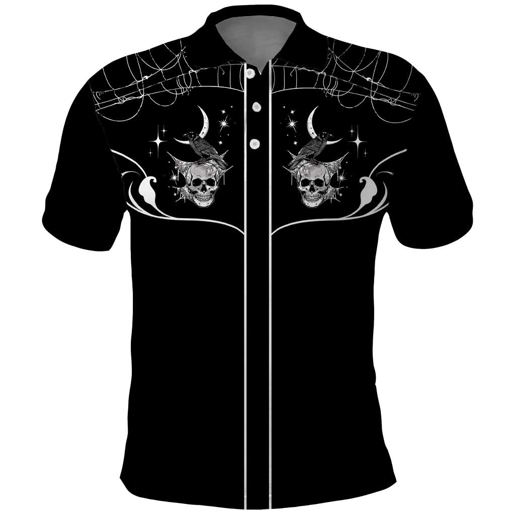 Skull Cowboy Polo Shirt Western Yoke Style - Wonder Print Shop