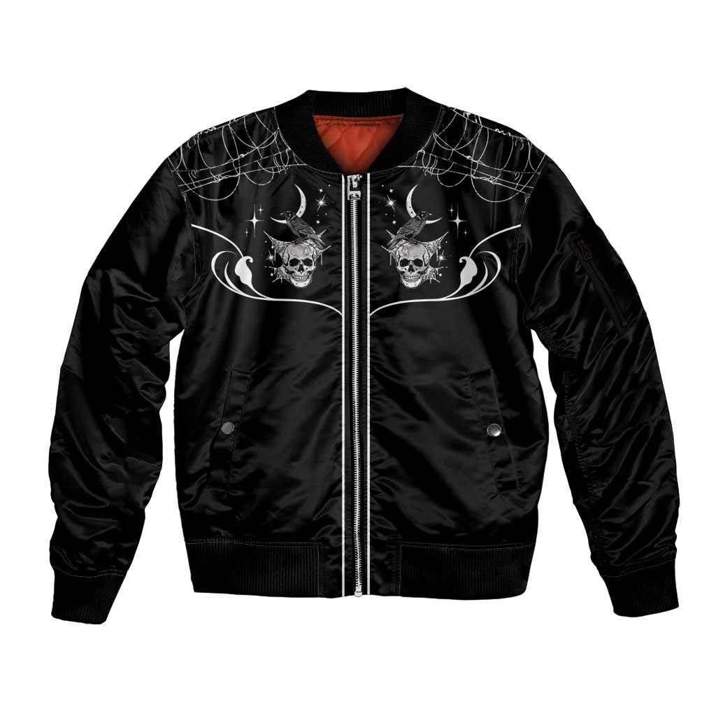 Skull Cowboy Sleeve Zip Bomber Jacket Western Yoke Style - Wonder Print Shop