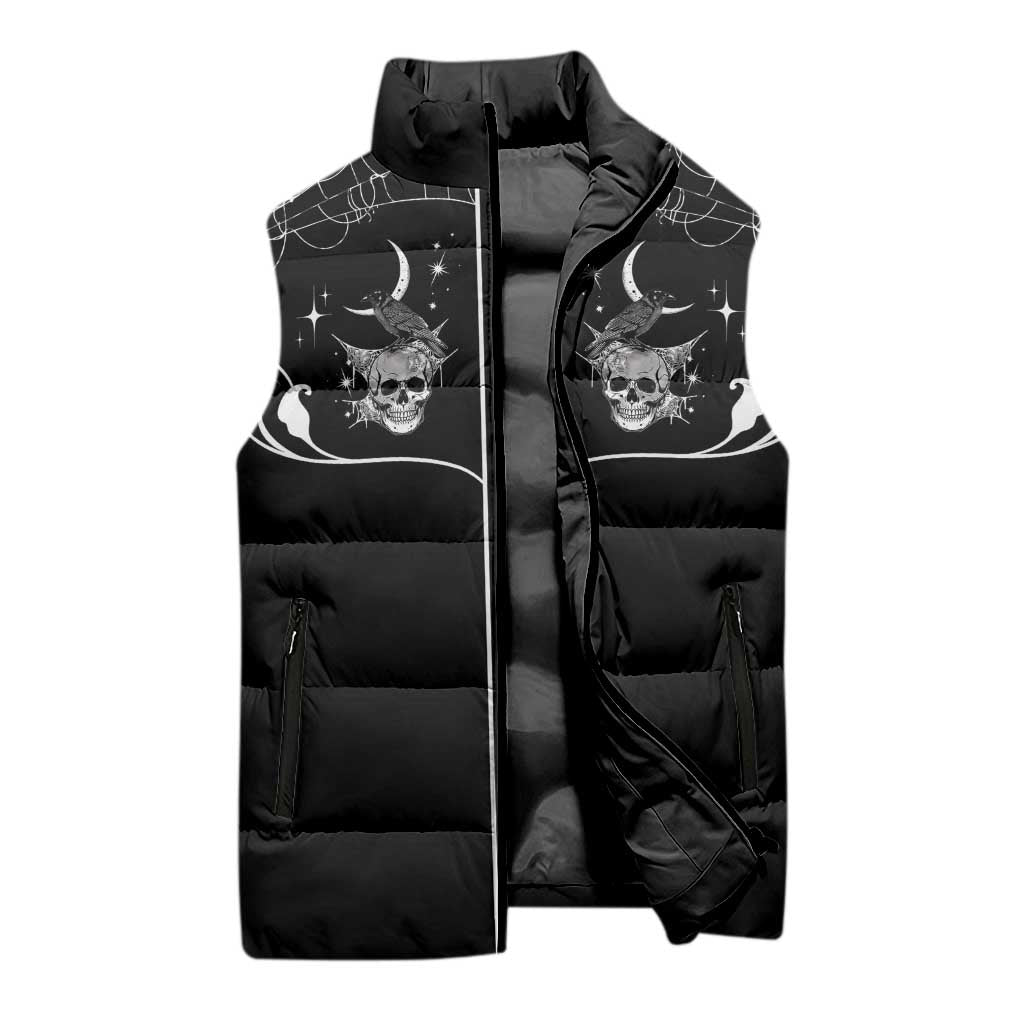 Skull Cowboy Sleeveless Puffer Jacket Western Yoke Style - Wonder Print Shop