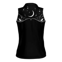 Skull Cowboy Women Sleeveless Polo Shirt Western Yoke Style - Wonder Print Shop