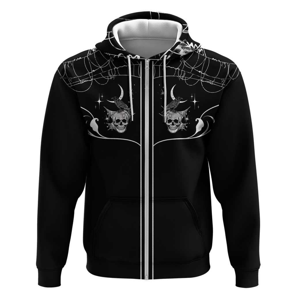 Skull Cowboy Zip Hoodie Western Yoke Style - Wonder Print Shop