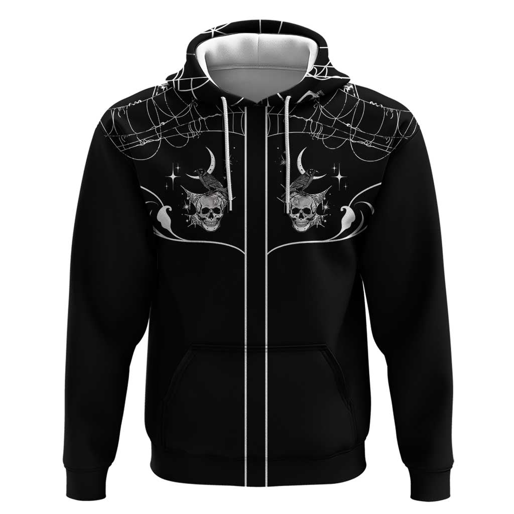 Skull Cowboy Zip Hoodie Western Yoke Style - Wonder Print Shop