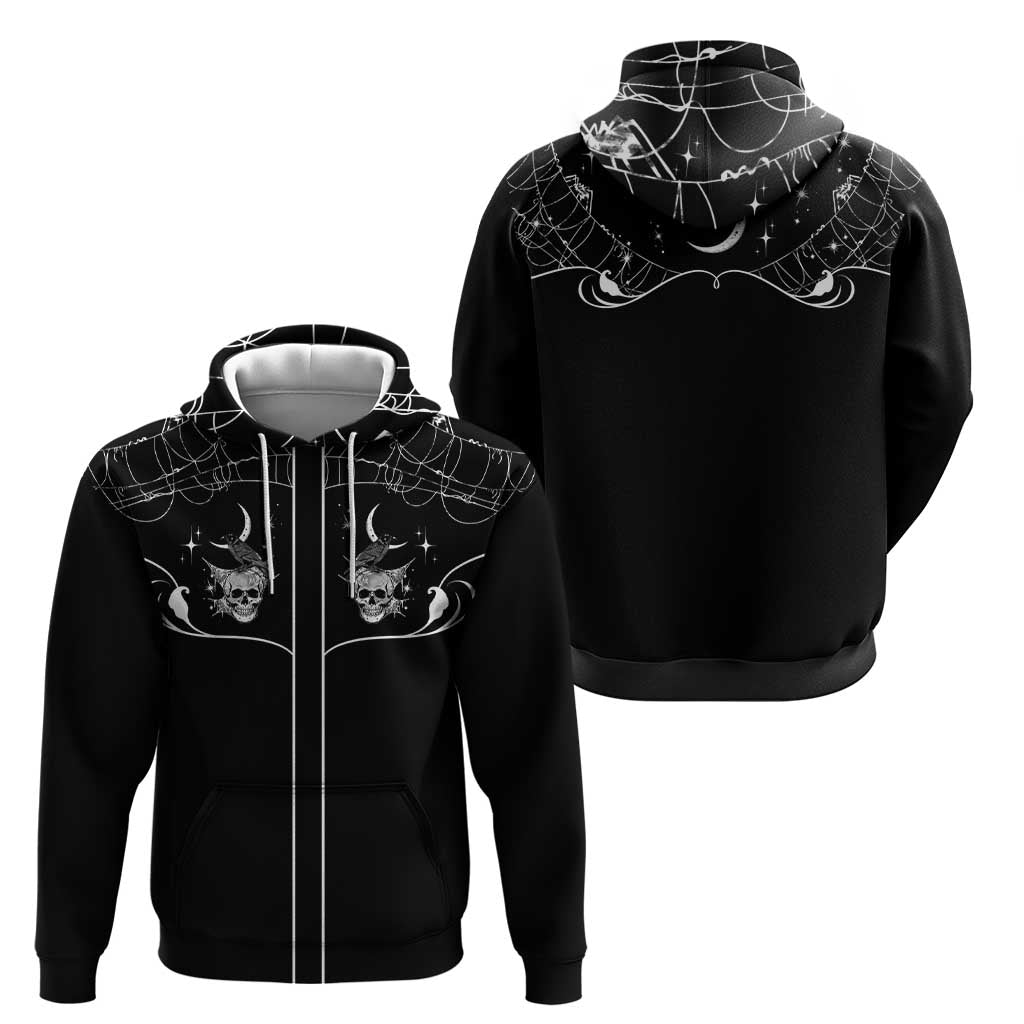 Skull Cowboy Zip Hoodie Western Yoke Style - Wonder Print Shop